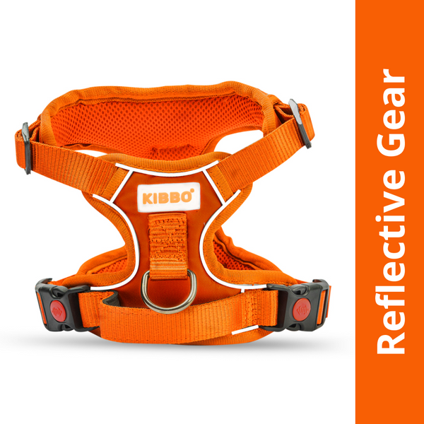 Kibbo Reflective Vest Harness with Dual Lock Buckle for Dogs (Orange)