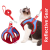 QPets Reflective Mesh Vest Harness with Leash for Cats (Blue/Red) Cats-Collar, Leashes, harnesses Q pets M:12-14in Chest