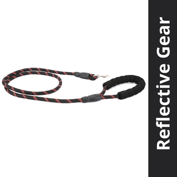 Skatrs Reflective Nylon Rope Leash for Dogs (Black/Red)