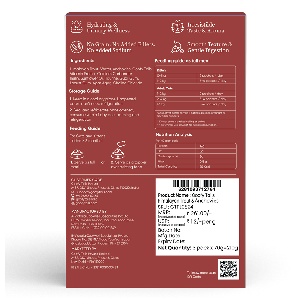 Goofy Tails Himalayan Trout & Anchovies Cat Meals Cats-Treats & Others Goofy Tails