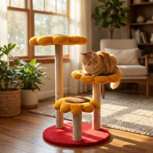 Skatrs Sunflower Cozy Cat Tree for Cats