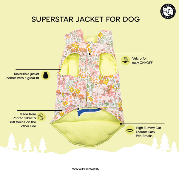 Pets Way Superstar Reversible Check Winter Jacket for Dogs (Coral)