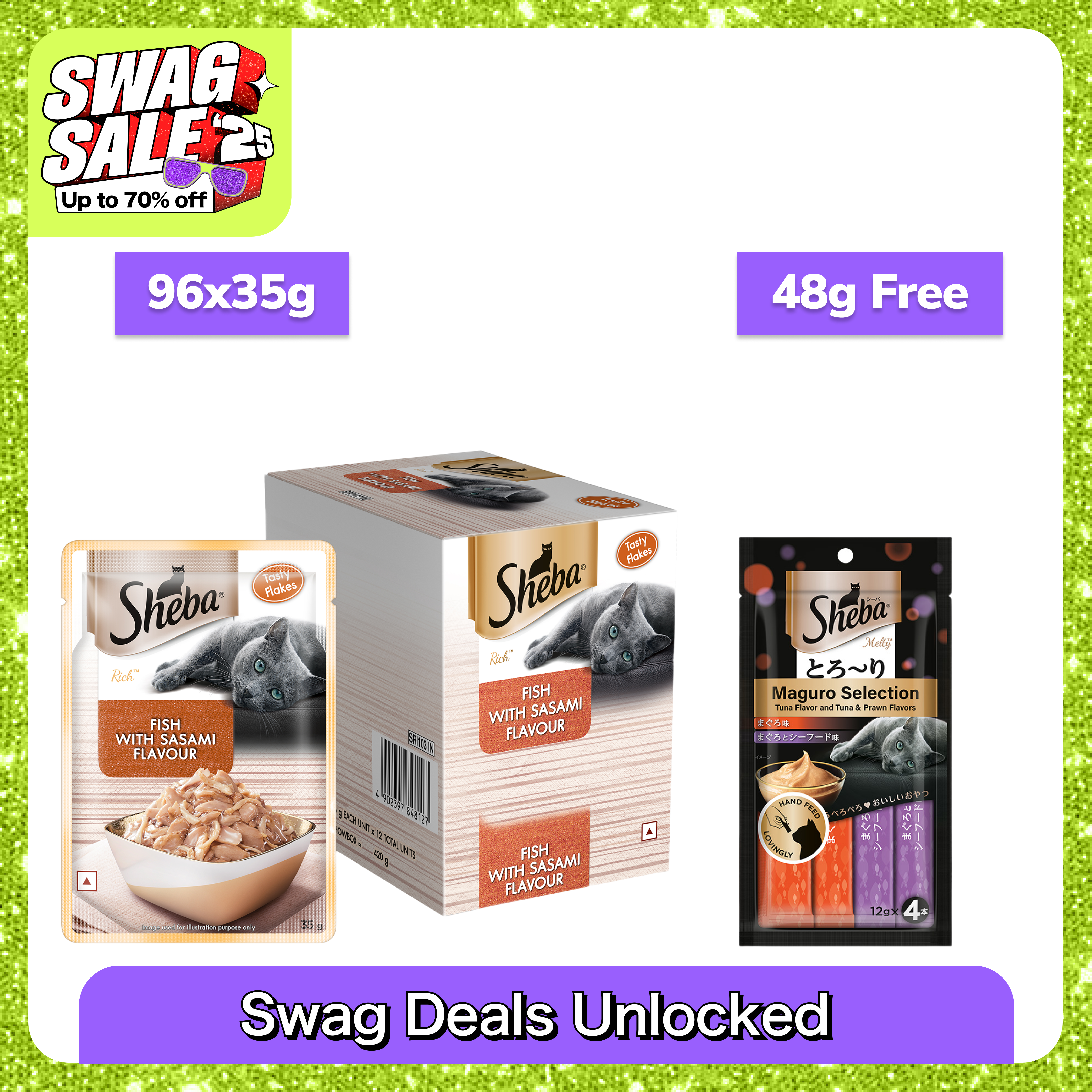 Sheba Fish with Sasami Premium Cat Wet Food Cats-Wet Food Sheba 96x35g+48g (Treat Free)