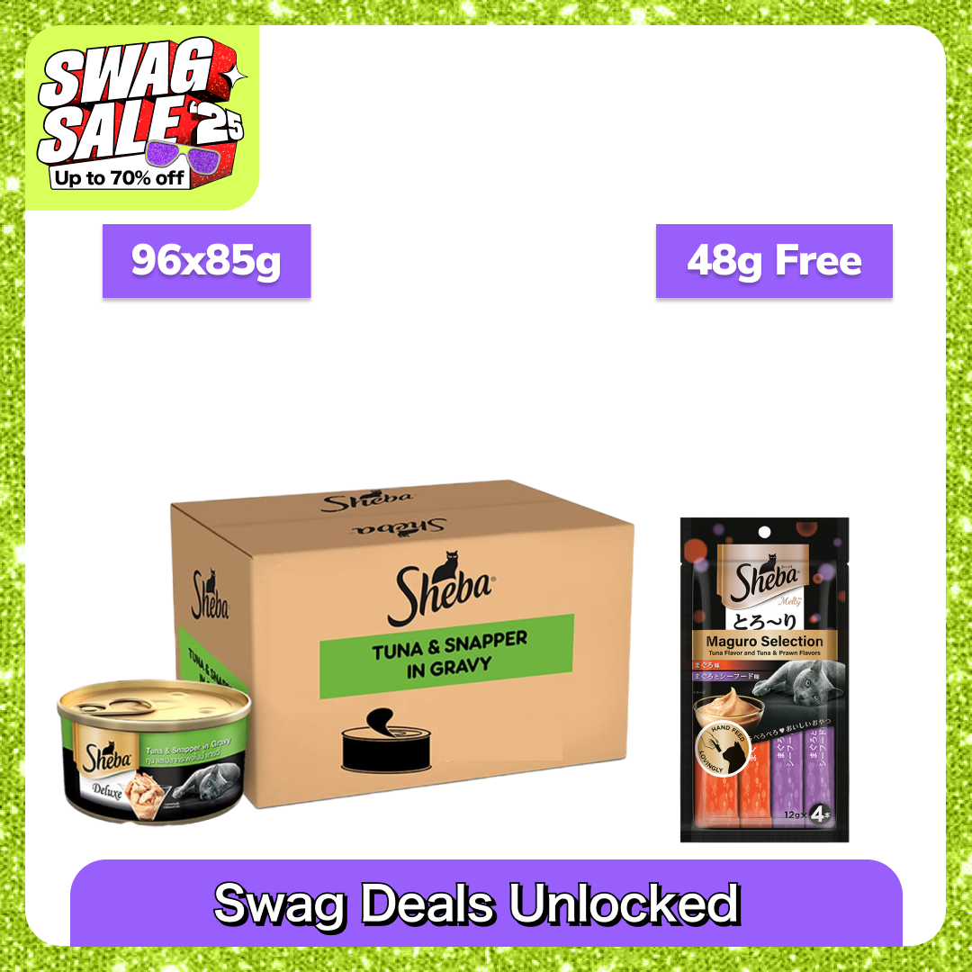 Sheba Complete Nutrition Tuna White Meat & Snapper In Gravy Cat Wet Food Cats-Wet Food Sheba 96x85g+48g (Treat Free)