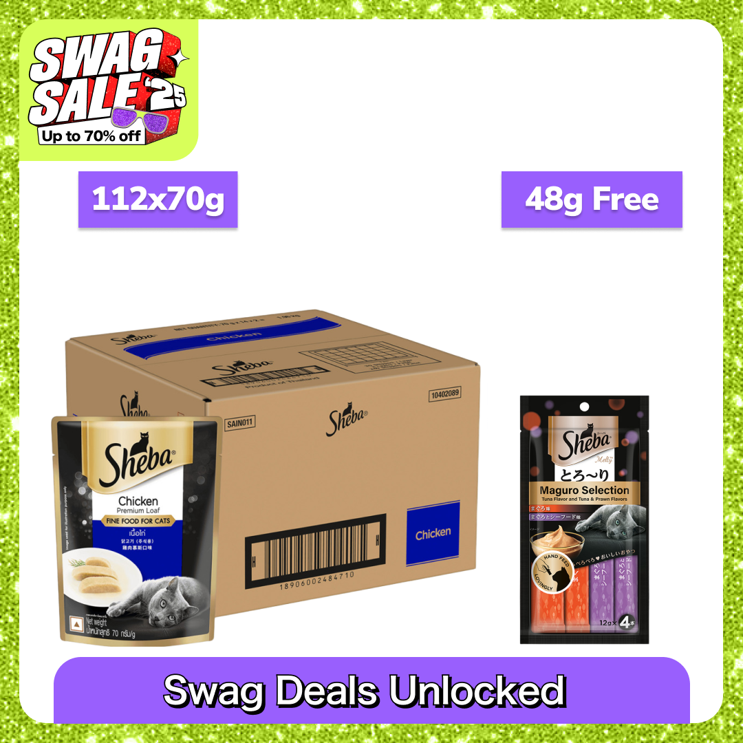 Sheba Chicken Loaf Rich Premium Adult Fine Cat Wet Food Cats-Wet Food Sheba 112x70g+48g (Treat Free)