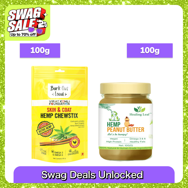 Healing Leaf Hemp Peanut Butter and Bark Out Loud Skin & Coat Hemp Chew Stix for Dogs and Cats Combo