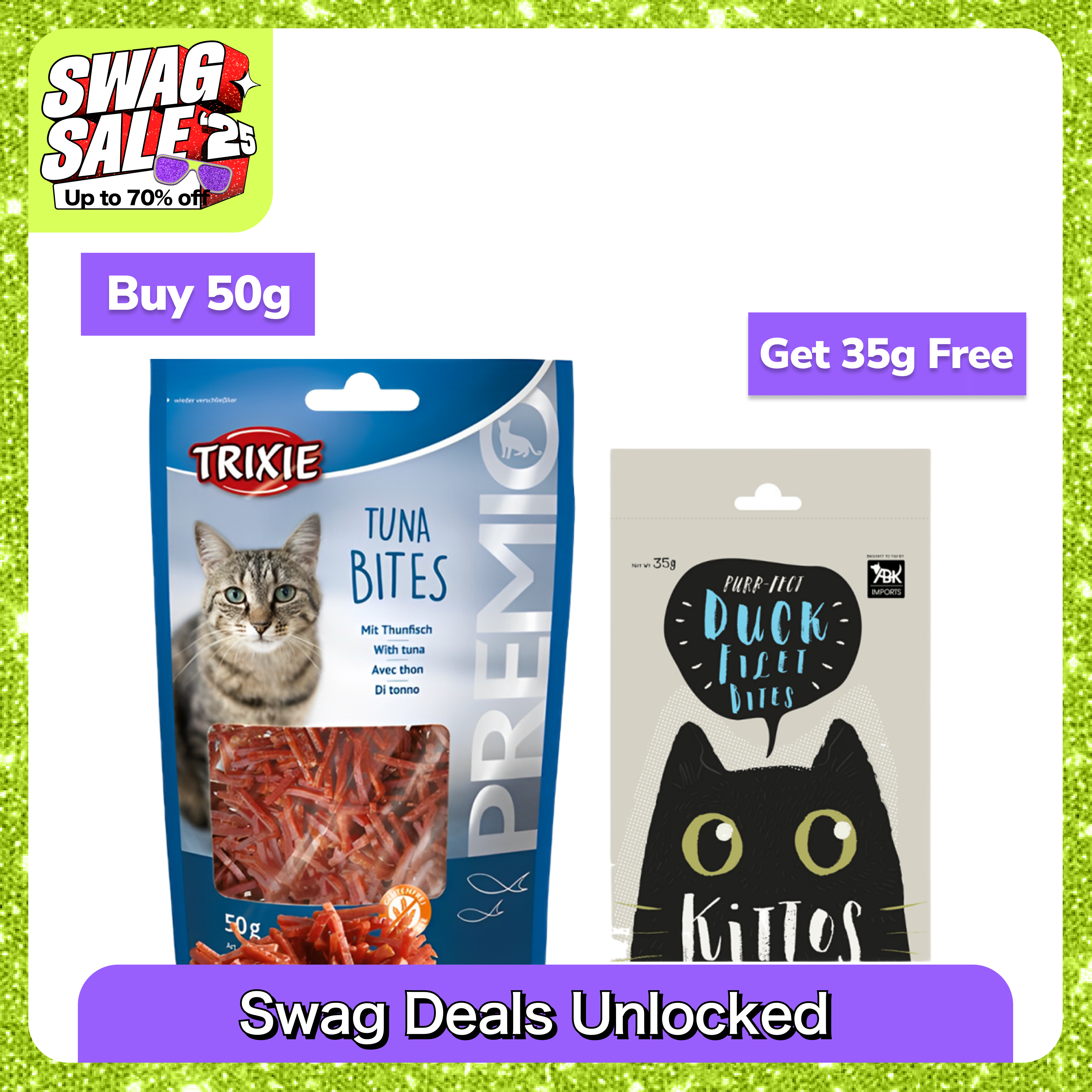 Trixie Premio Tuna & Kittos Purr Fect Duck Fillet Bites Cat Treats Cats-Treats & Others Exclusive Combo 50g+35g Free