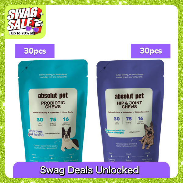 Absolut Pet Probiotics Gut &  Hip and Joint Care Health Dog Supplement Combo