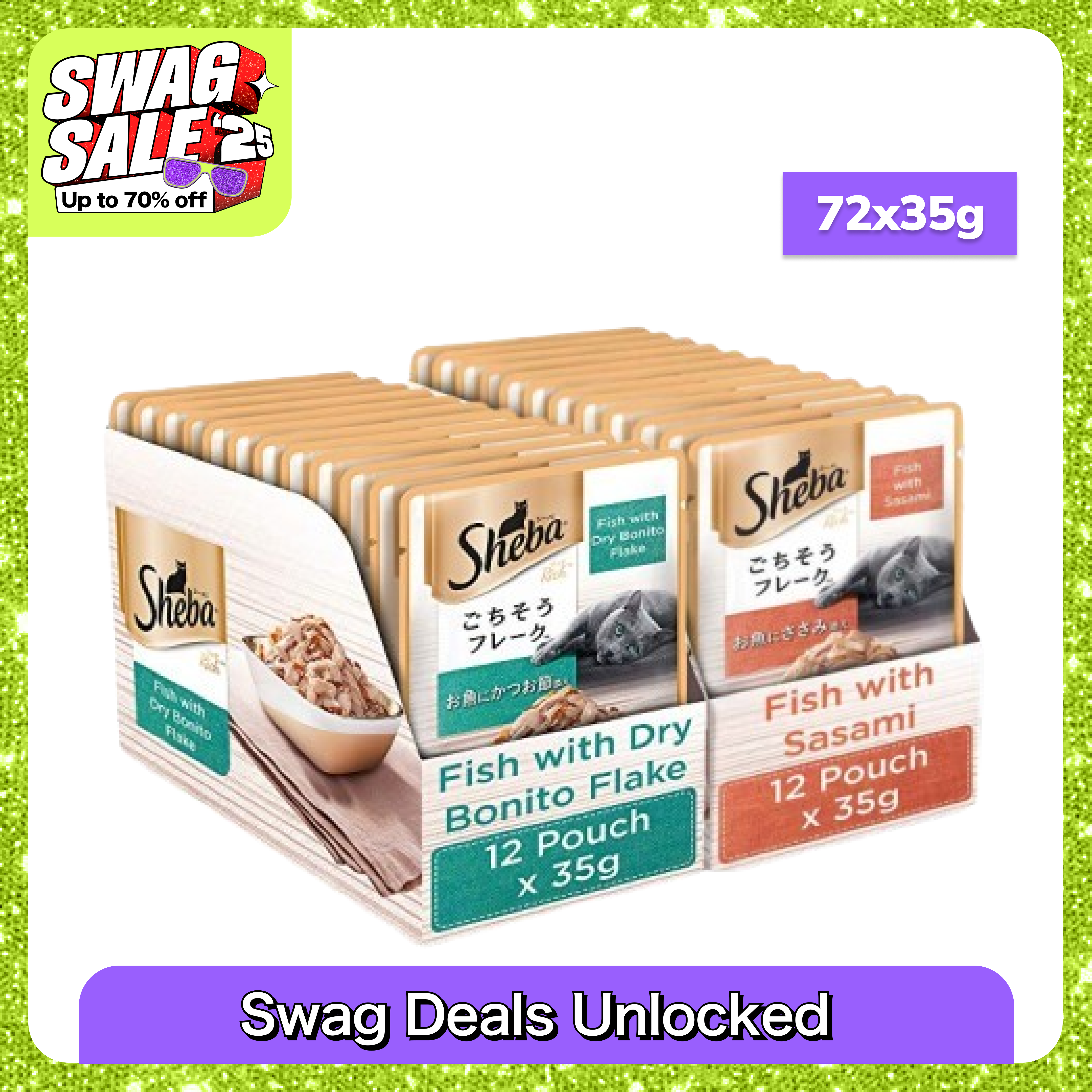 Sheba Fish with Sasami & Fish with Dry Bonito Flake Cat Wet Food Combo Cats-Wet Food Sheba 72x35g