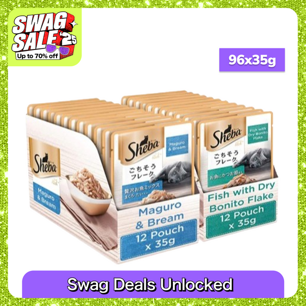 Sheba Maguro Bream Fish and Fish with Dry Bonito Flake Cat Wet Food Combo