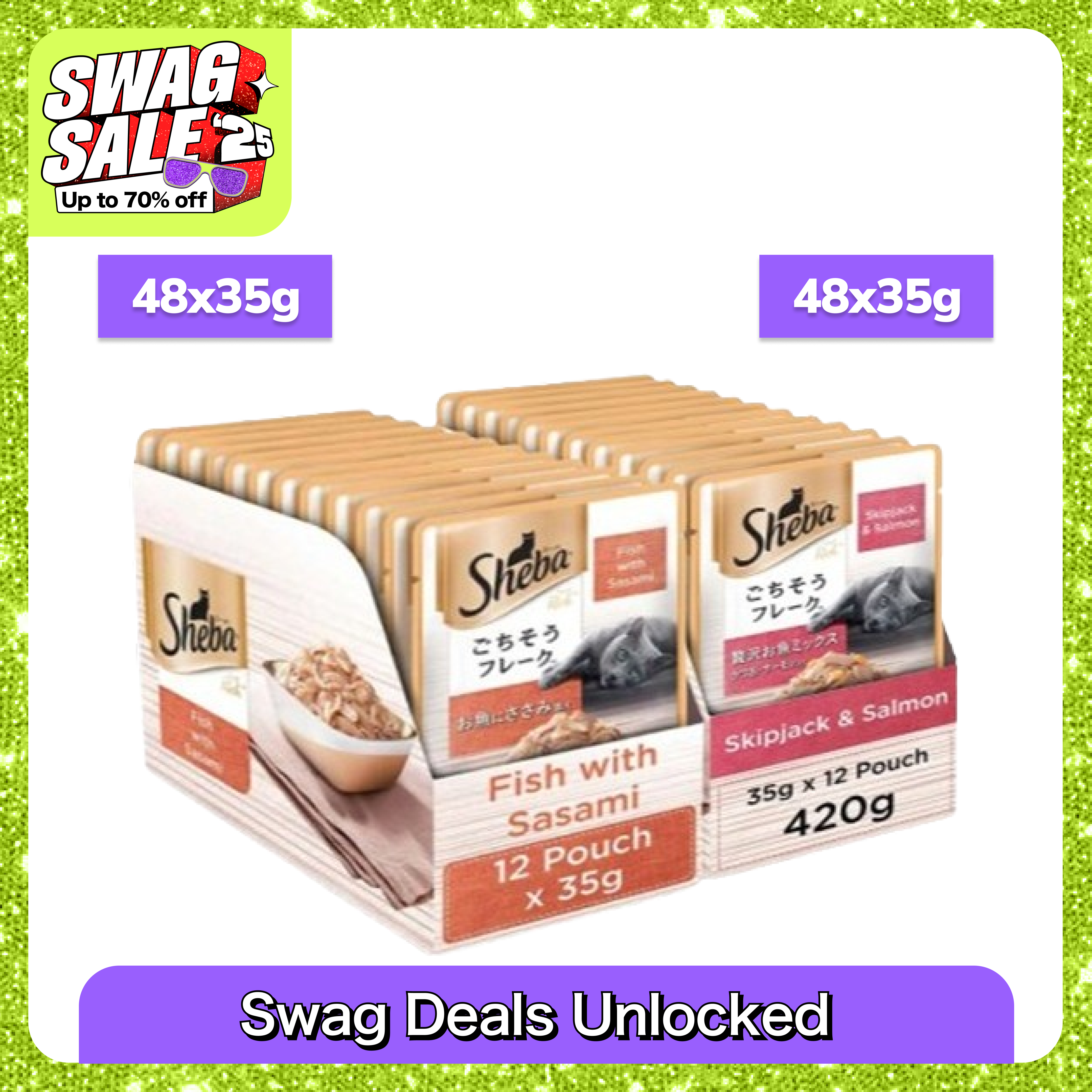 Sheba Fish with Sasami and Skipjack & Salmon Fish Mix Cat Wet Food Combo Cats-Wet Food Sheba 96x35g
