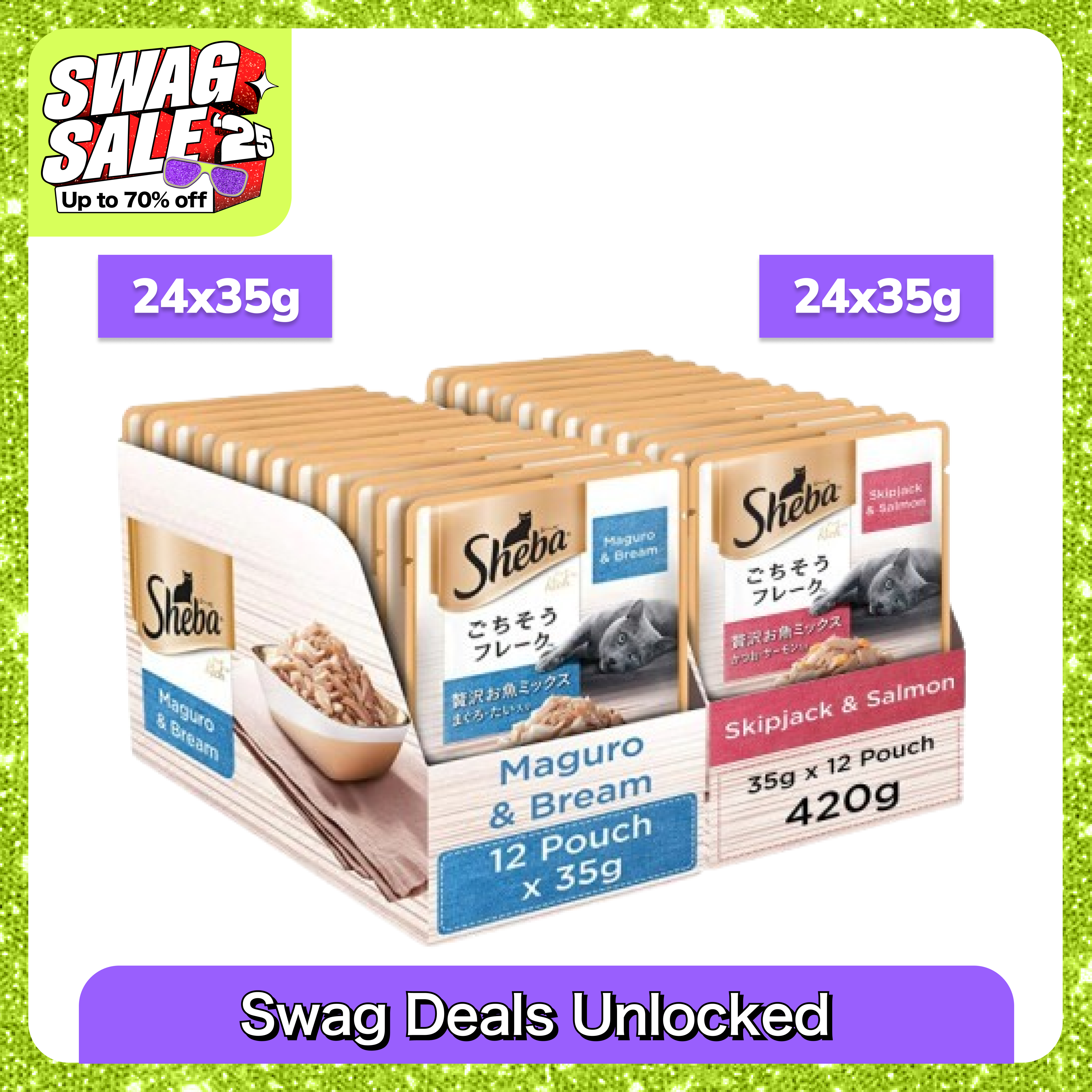 Sheba Skipjack Salmon Fish and Maguro Bream Fish Premium Cat Wet Food Combo Cats-Wet Food Sheba 48x35g
