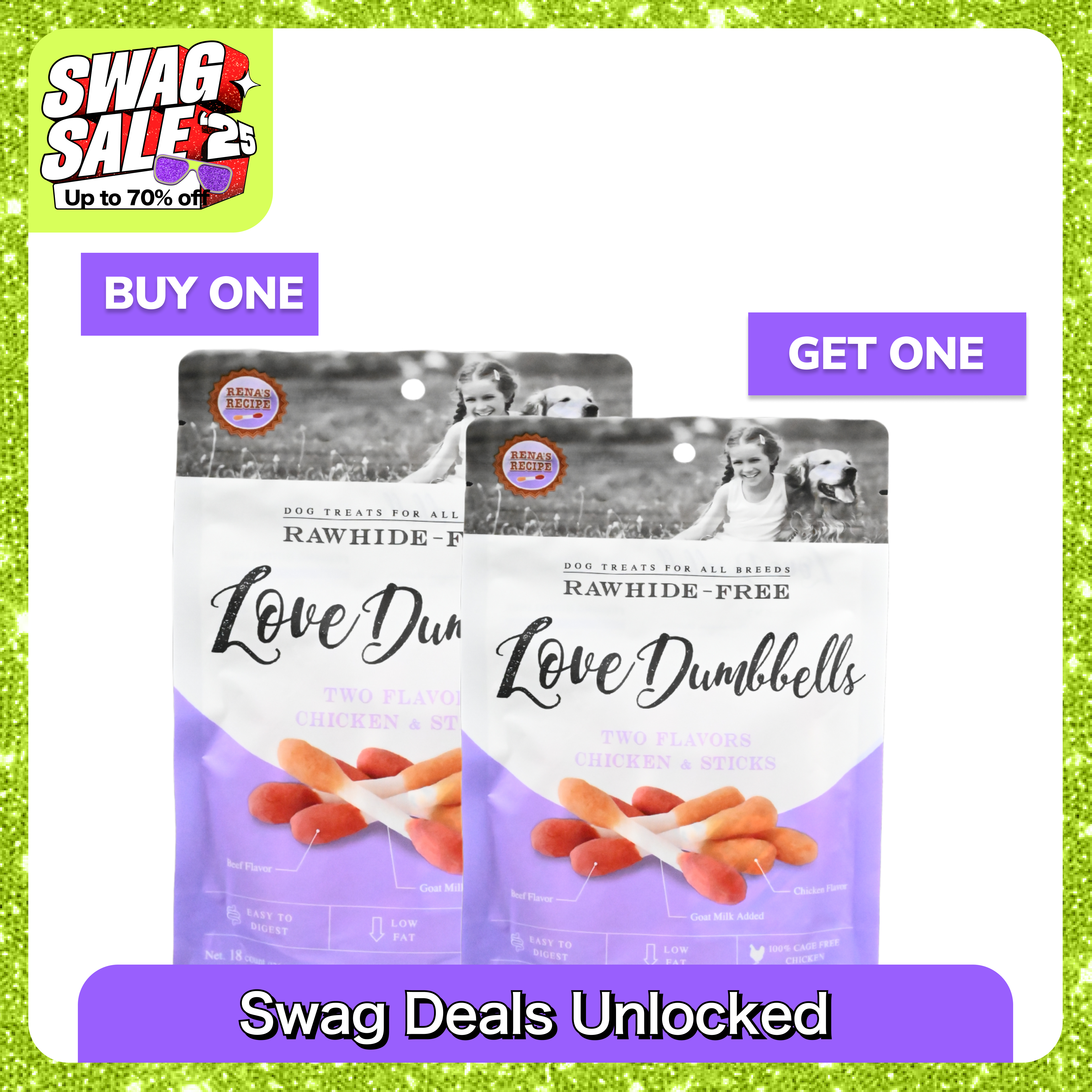 Rena Love Dumbbell Treats for Dogs (Buy 1 Get 1 Free) Dog Treats + Others Rena 18pcs+18pcs