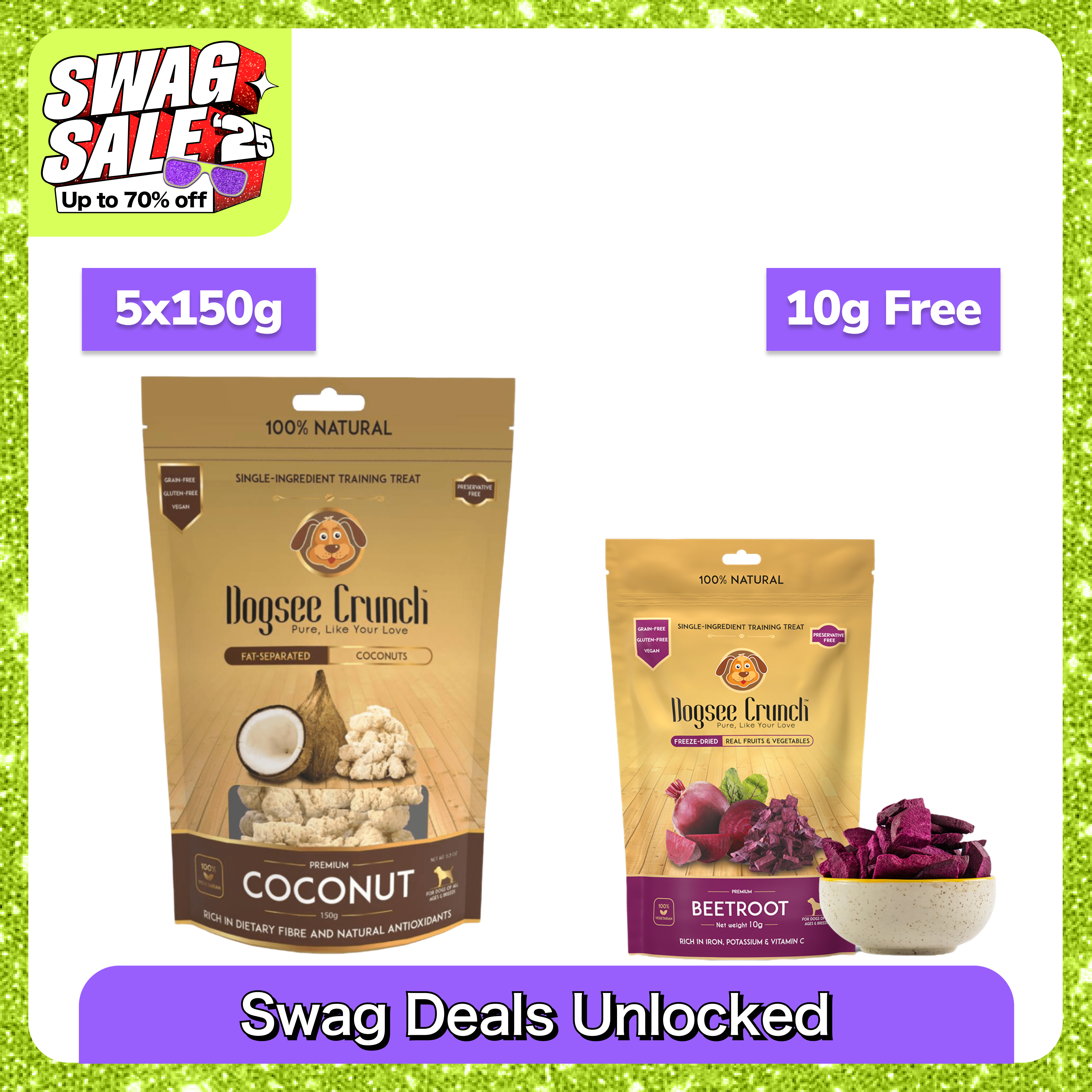 Dogsee Crunch Freeze Dried Coconut Dog Treats Dog Treats + Others Dogsee Chew 5x150g+10g (Treat Free)