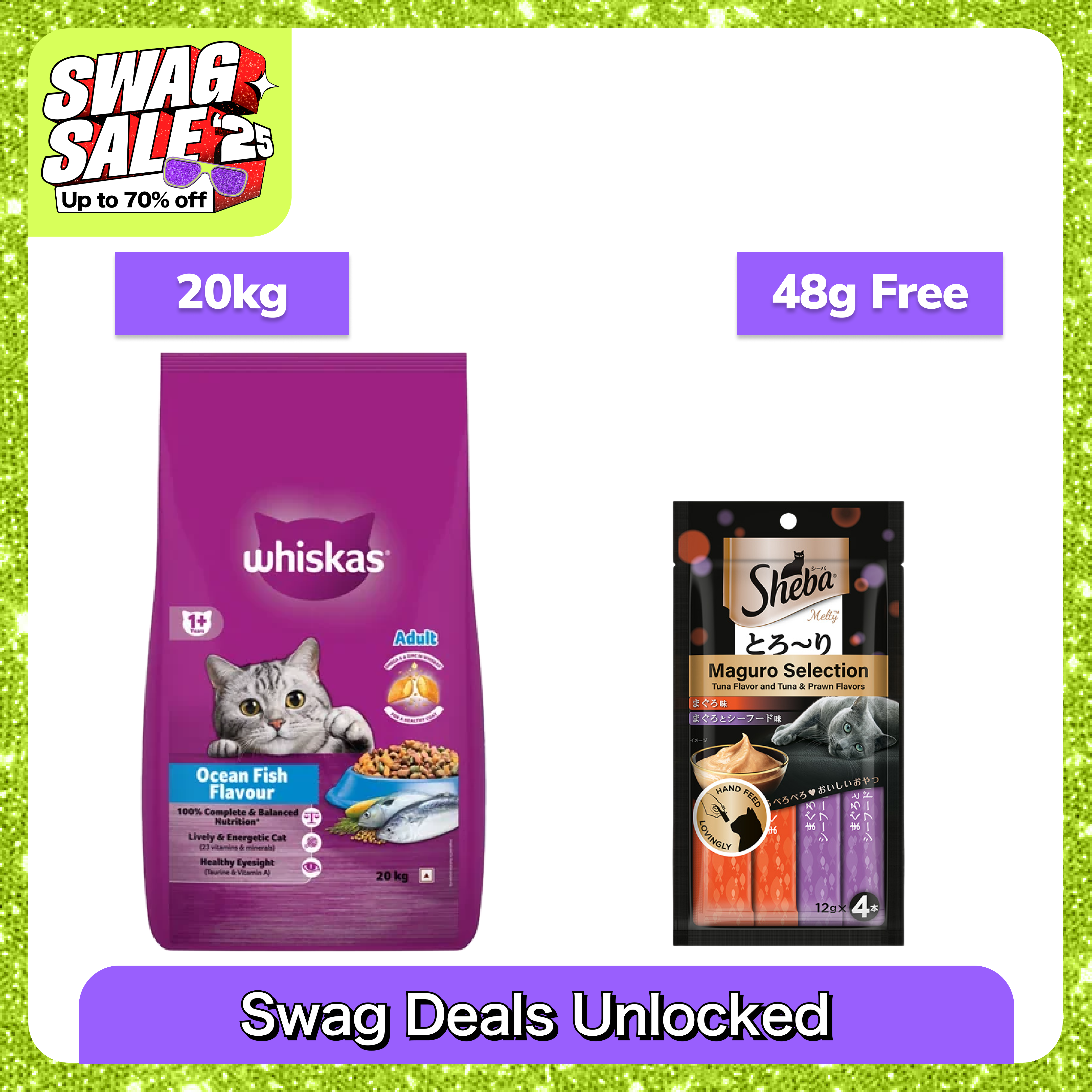 Whiskas Ocean Fish Flavour Adult Cat Dry Food Cats- Dry food Whiskas 20kg+48g (Treat Free)