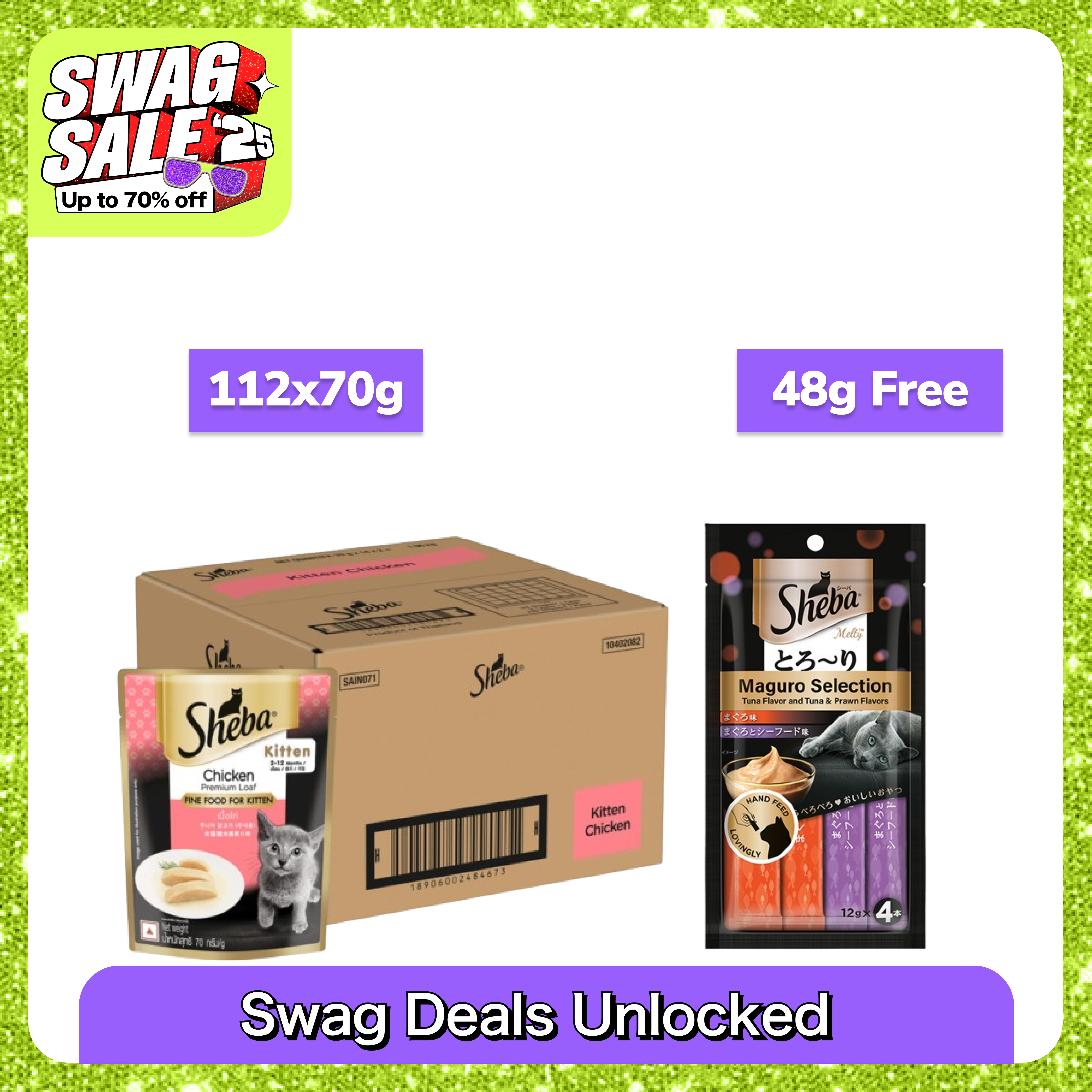 Sheba Chicken Loaf Rich Premium Kitten (2 to 12 Months) Fine Cat Wet Food Cats-Wet Food Sheba 112x70g+48g (Treat Free)