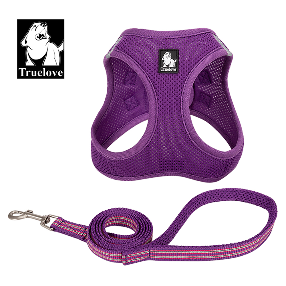 Truelove Mesh Harness & Leash Set for Cats and Small to Medium Dogs (Purple) Both-Collar, Leashes, harnesses True Love M