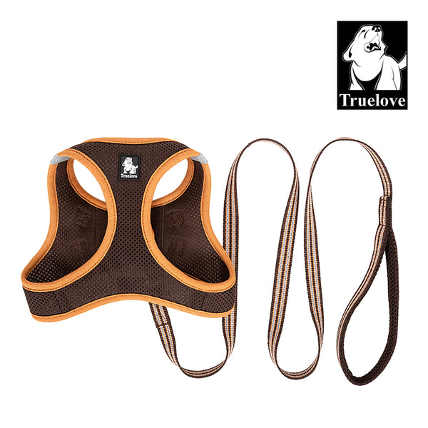 Truelove Mesh Harness & Leash Set for Cats & Small & Medium Dogs (Brown)
