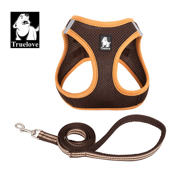 Truelove Mesh Harness & Leash Set for Cats & Small & Medium Dogs (Brown)