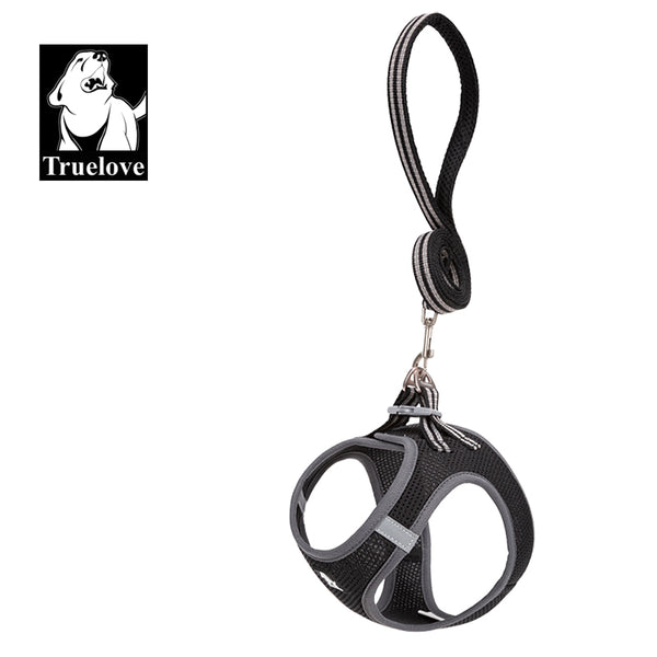 Truelove Mesh Harness & Leash Set for Cats & Small & Medium Dogs (Black)