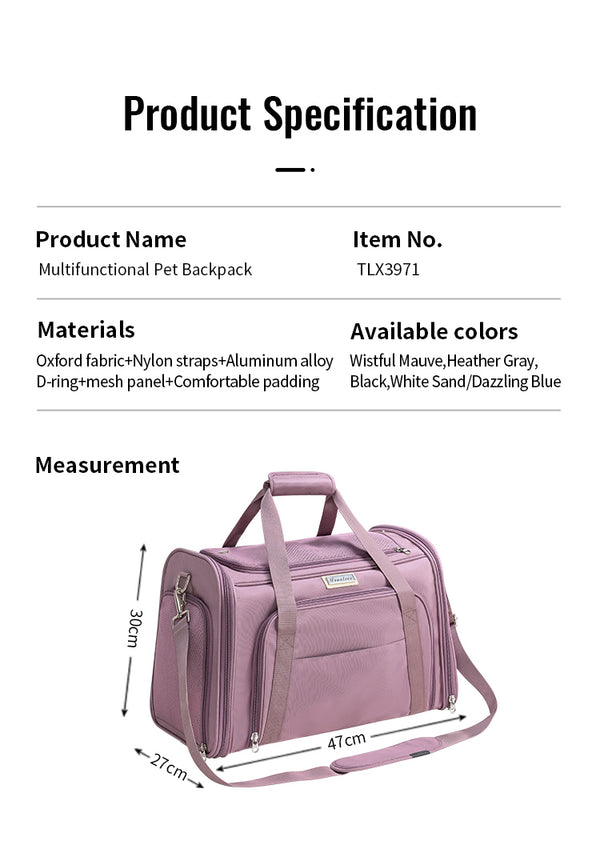 Truelove 1 Side Expandable Duffle Carrier for Dogs & Cats (Wistful Mauve)