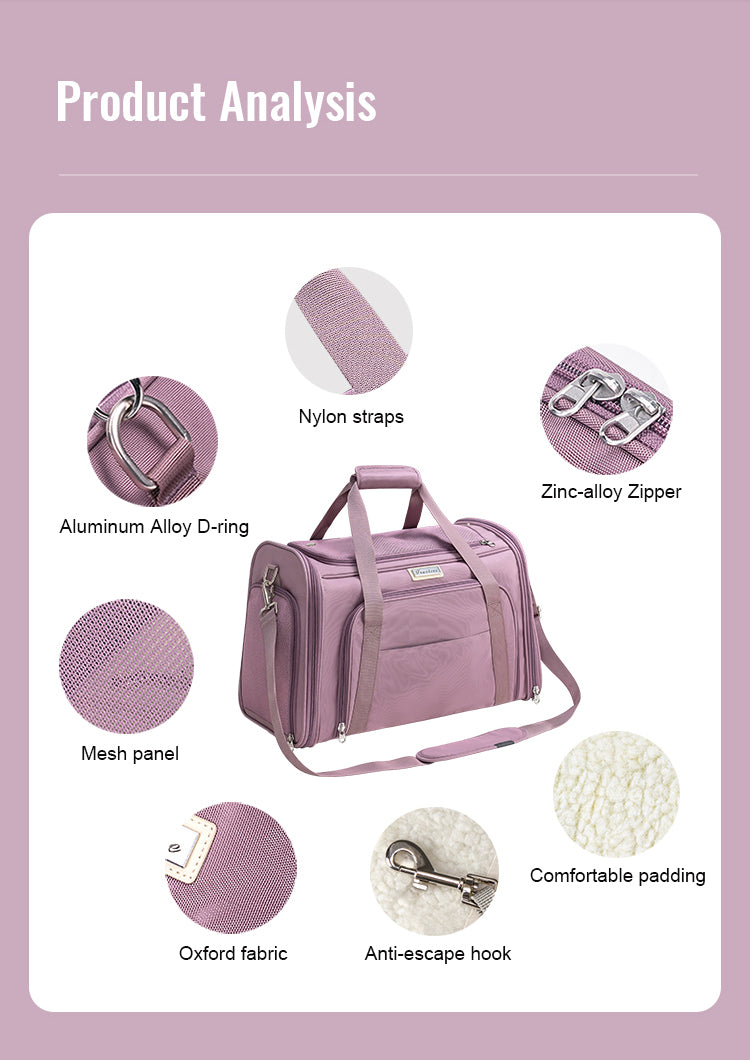 Truelove 1 Side Expandable Duffle Carrier for Dogs & Cats (Wistful Mauve) Both-Bedding, Mats & Travel Supplies Truelove
