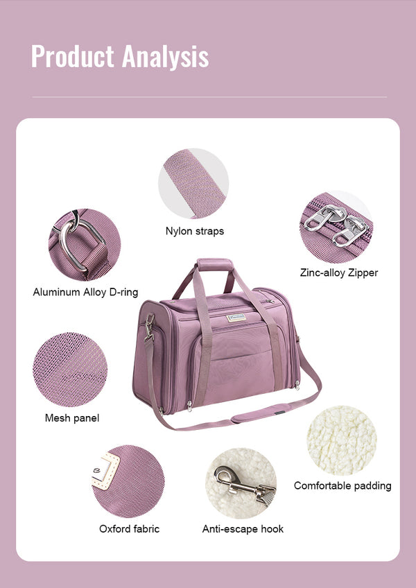 Truelove 1 Side Expandable Duffle Carrier for Dogs & Cats (Wistful Mauve)