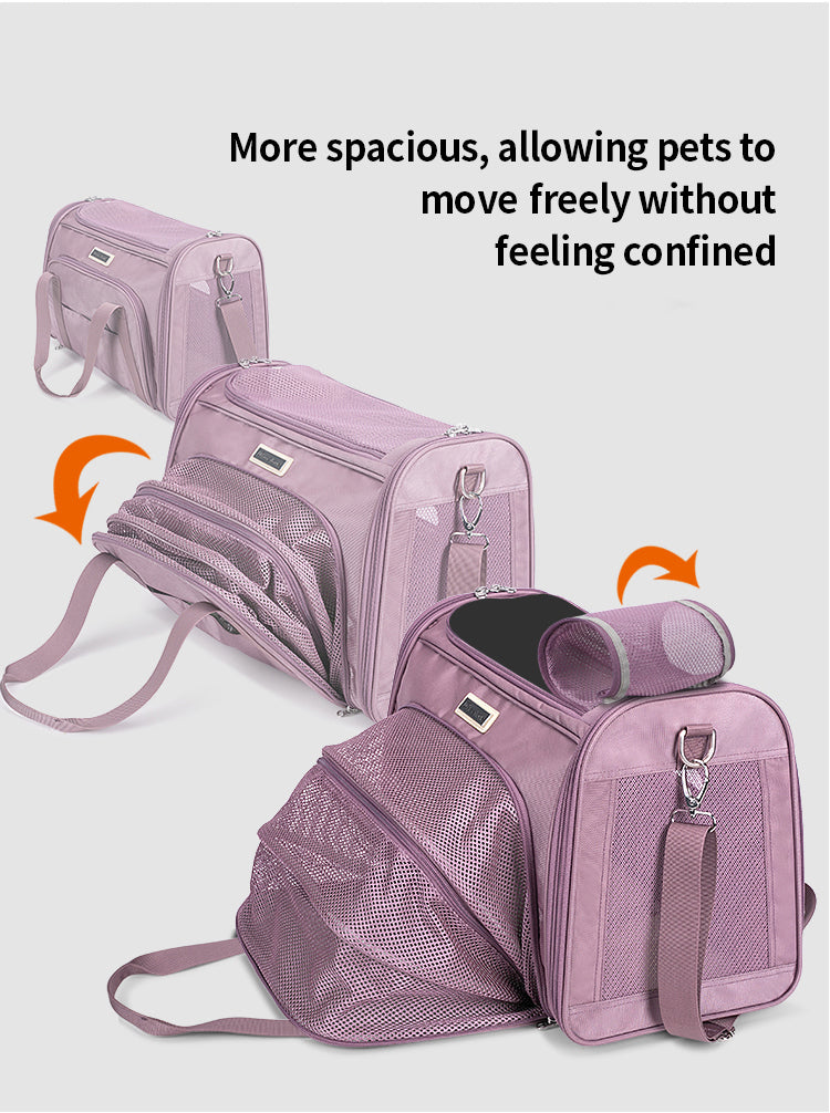 Truelove 1 Side Expandable Duffle Carrier for Dogs & Cats (Wistful Mauve) Both-Bedding, Mats & Travel Supplies Truelove
