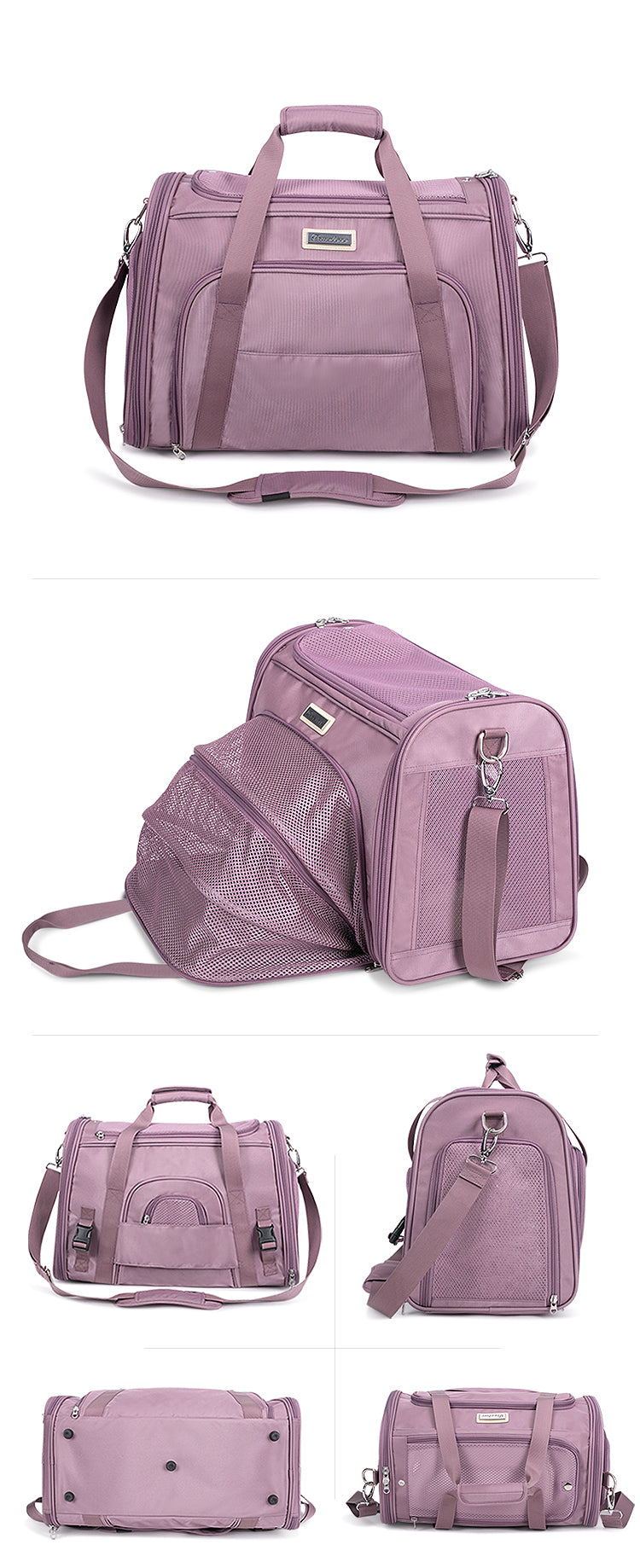 Truelove 1 Side Expandable Duffle Carrier for Dogs & Cats (Wistful Mauve)