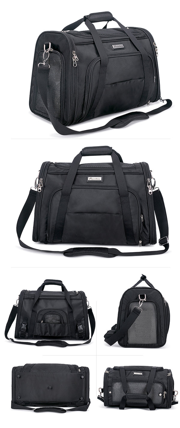 Truelove 1 Side Expandable Duffle Carrier for Dogs & Cats (Black)