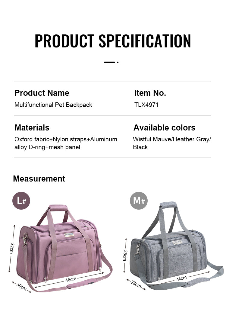 Truelove 3 Side Expandable Duffle Carrier for Dogs & Cats (Heather Gray) Both-Bedding, Mats & Travel Supplies Truelove