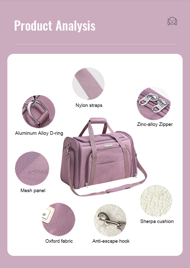 Truelove 3 Side Expandable Duffle Carrier for Dogs & Cats (Heather Gray) Both-Bedding, Mats & Travel Supplies Truelove
