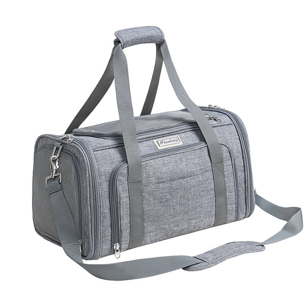 Truelove 3 Side Expandable Duffle Carrier for Dogs & Cats (Heather Gray)