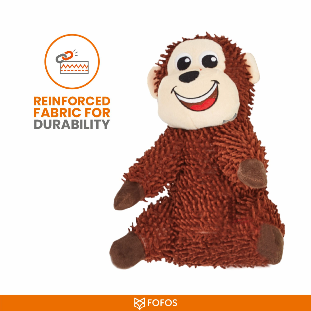 Barkbutler x Fofos Monkey Tough Squeaky Toy for Dogs | For Medium Chewers (Brown) Dogs-Toys Barkbutler
