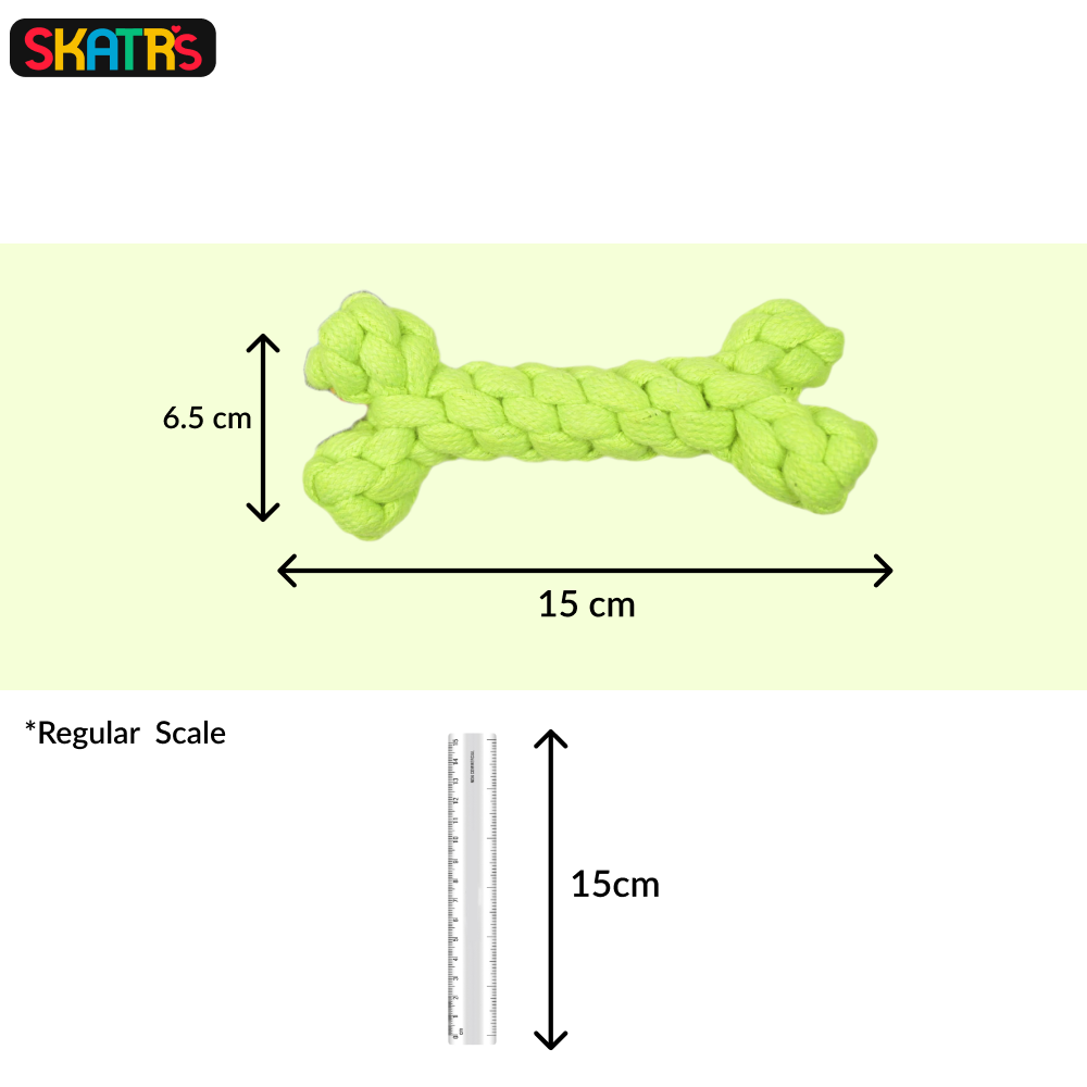 SKATRS Bone Shaped Rope Chew Toy for Dogs and Cats