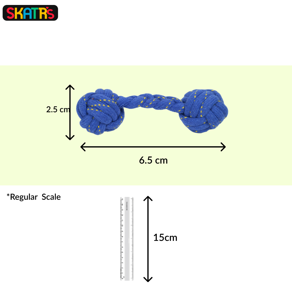 SKATRS Knotted Dummy, Knotted Ball, Dumbbell and Ball Shaped Rope Chew Toy for Dogs and Cats Combo