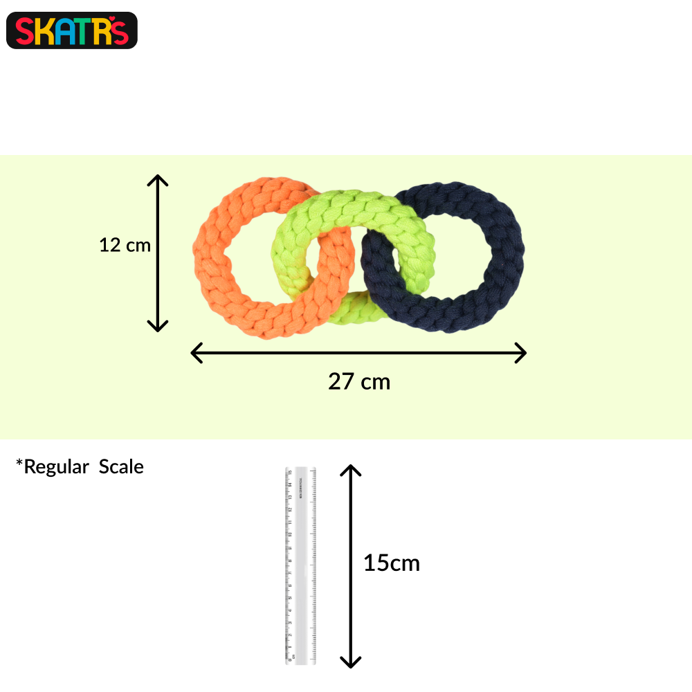 Skatrs Tennis Ball for Dogs and Triple Ring Rope Chew Toy for Dogs and Cats Combo Both-Toys Skatrs