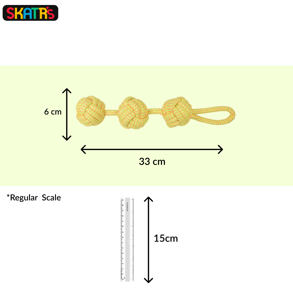 Skatrs 3 Bone Shaped, Knotted Ball with Handle and Ball Shaped Rope Chew Toy for Dogs and Cats Combo