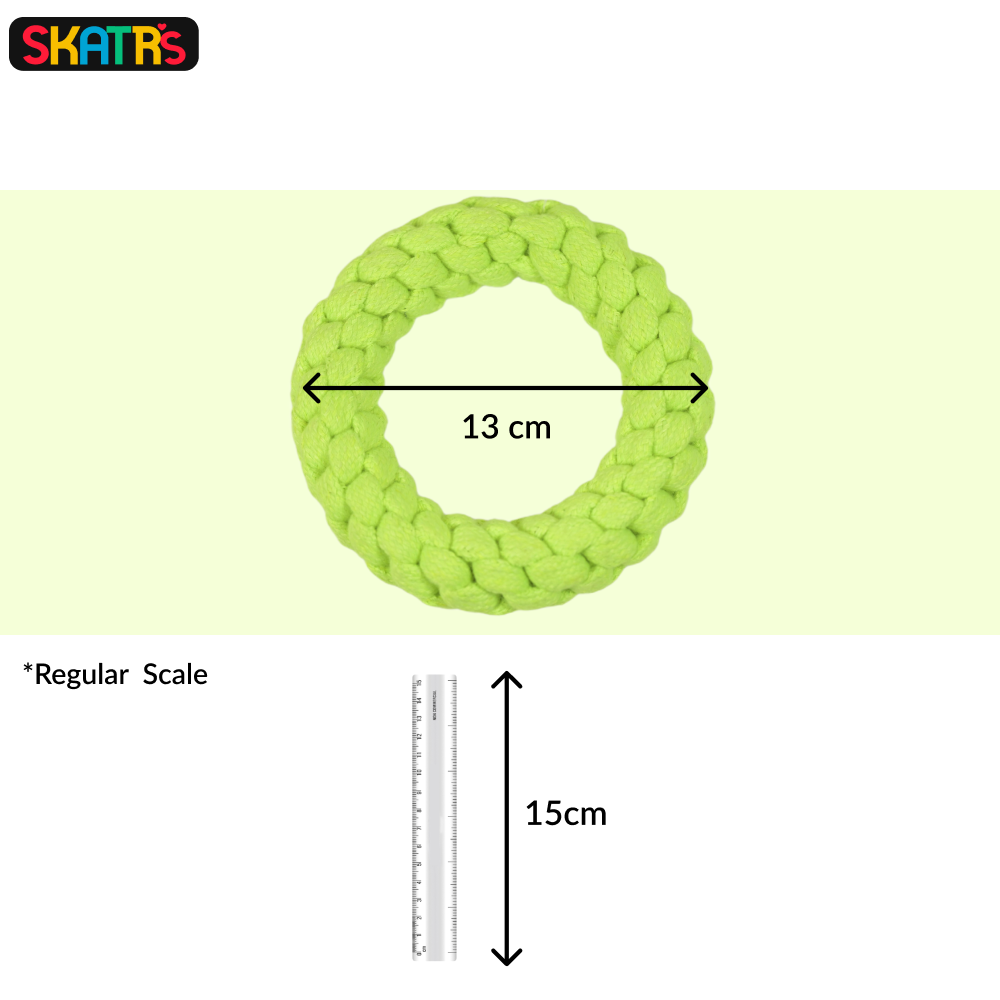 SKATRS Ring Shaped Rope Chew Toy for Dogs and Cats (Neon Green)