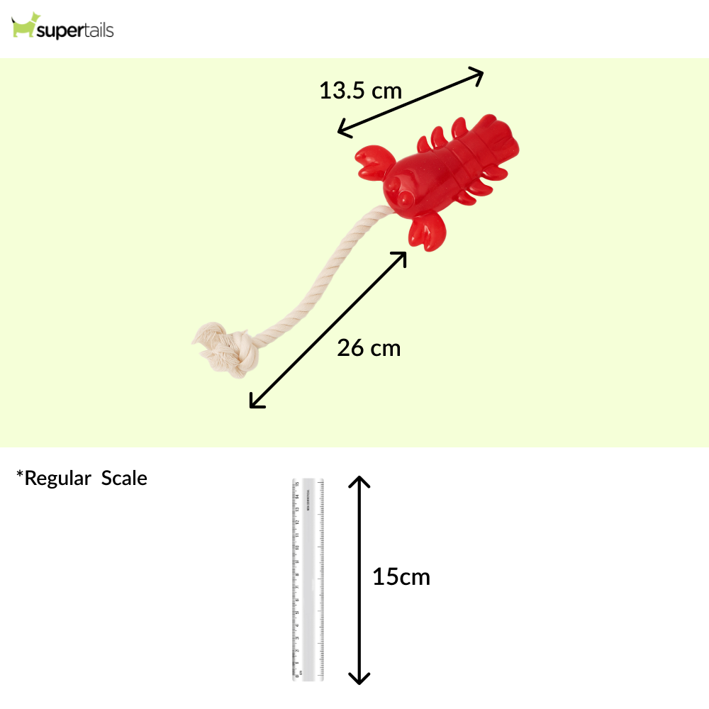 Talking Dog Club Lobster with Rope Treat Dispenser Toy for Dogs (Red) Dogs-Bowls & Feeders Talking Dog Club Dropship