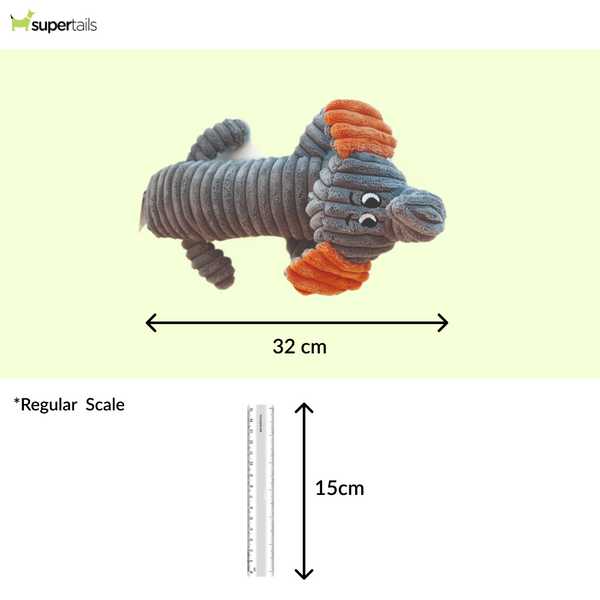 M Pets Bobby Plush Toy for Dogs (Gray/Orange)