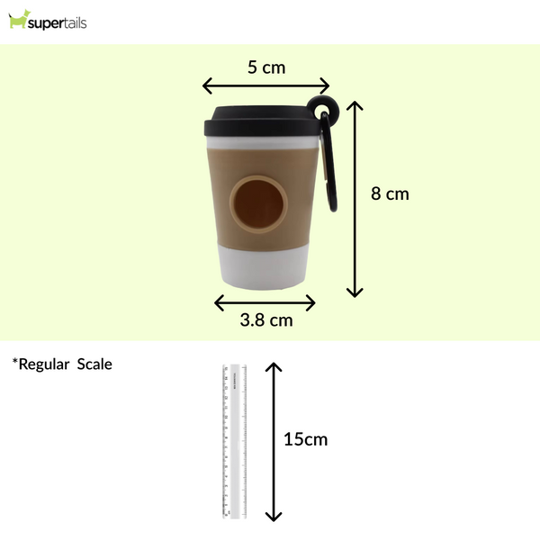 Talking Dog Club Coffee Cup Poop Bag Holder for Dogs and Cats (Brown/White)