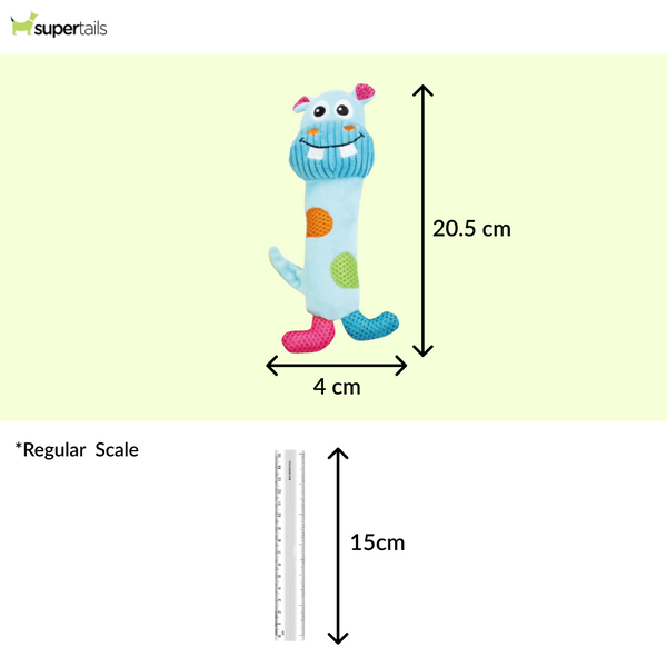 Talking Dog Club Baby Hippo Stick Plush Toy for Dogs (Blue)