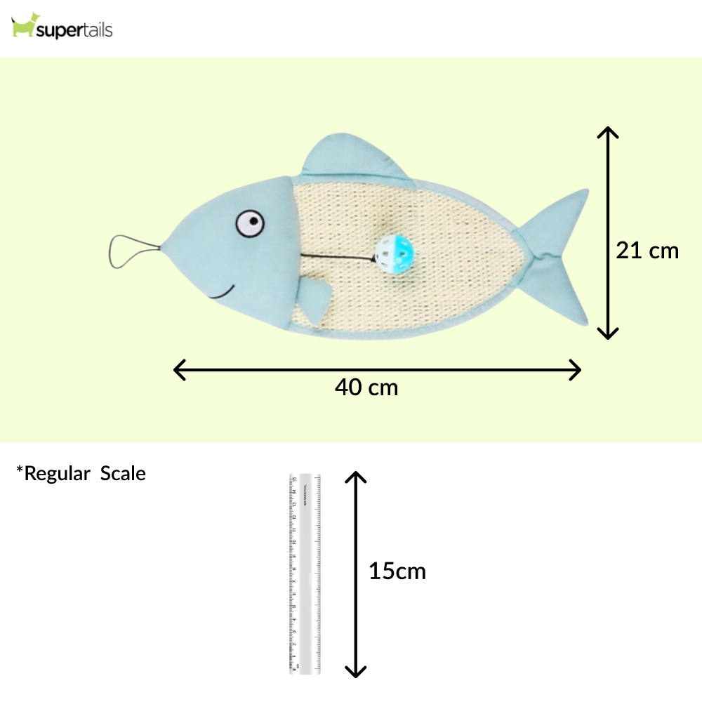 Talking Dog Club 2 in 1 Fish Scratcher Mat for Cats (Blue) Cats-Toys Talking Dog Club Dropship