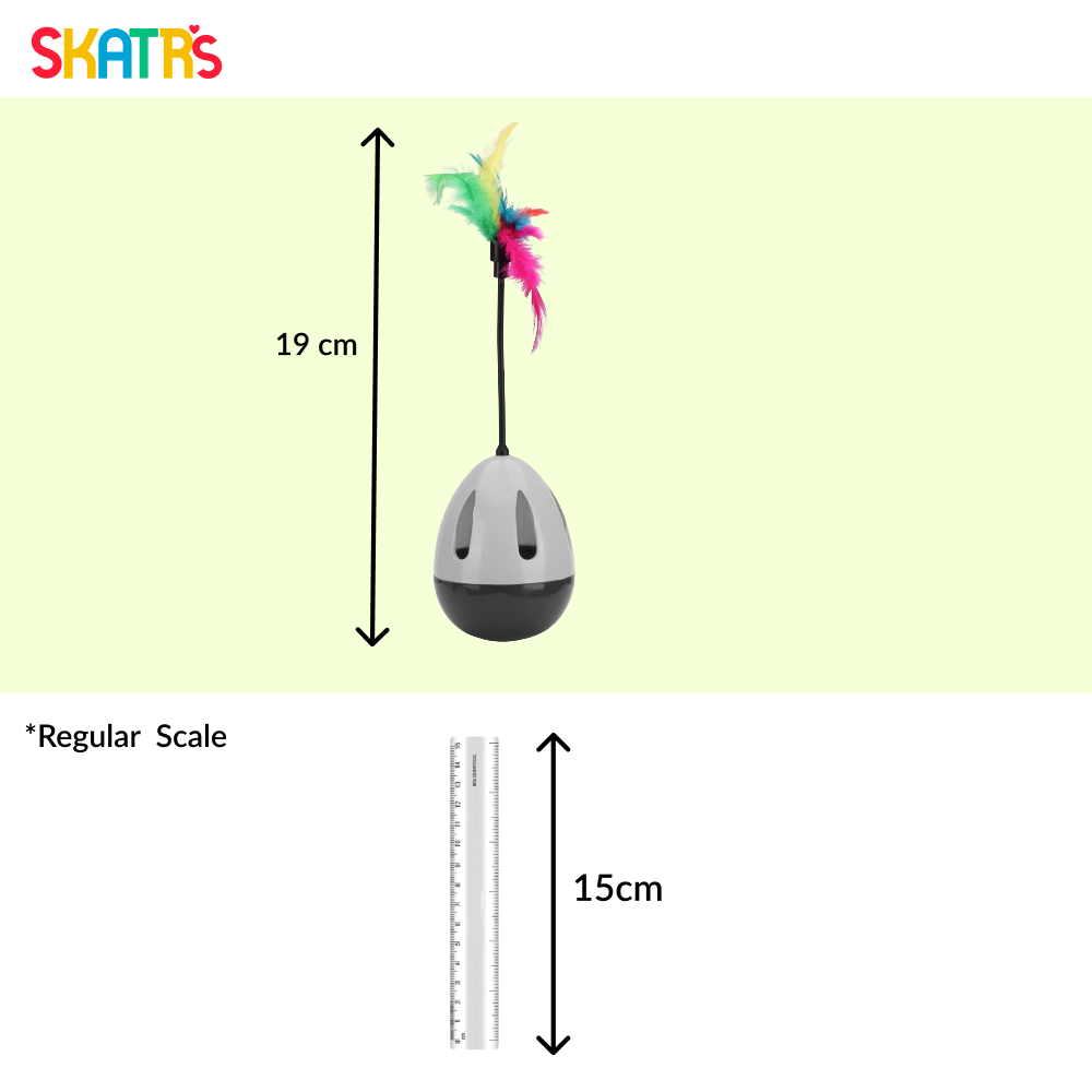 Skatrs Feather Interactive Tumbler Toy for Cats (Grey) Cats-Toys Skatrs