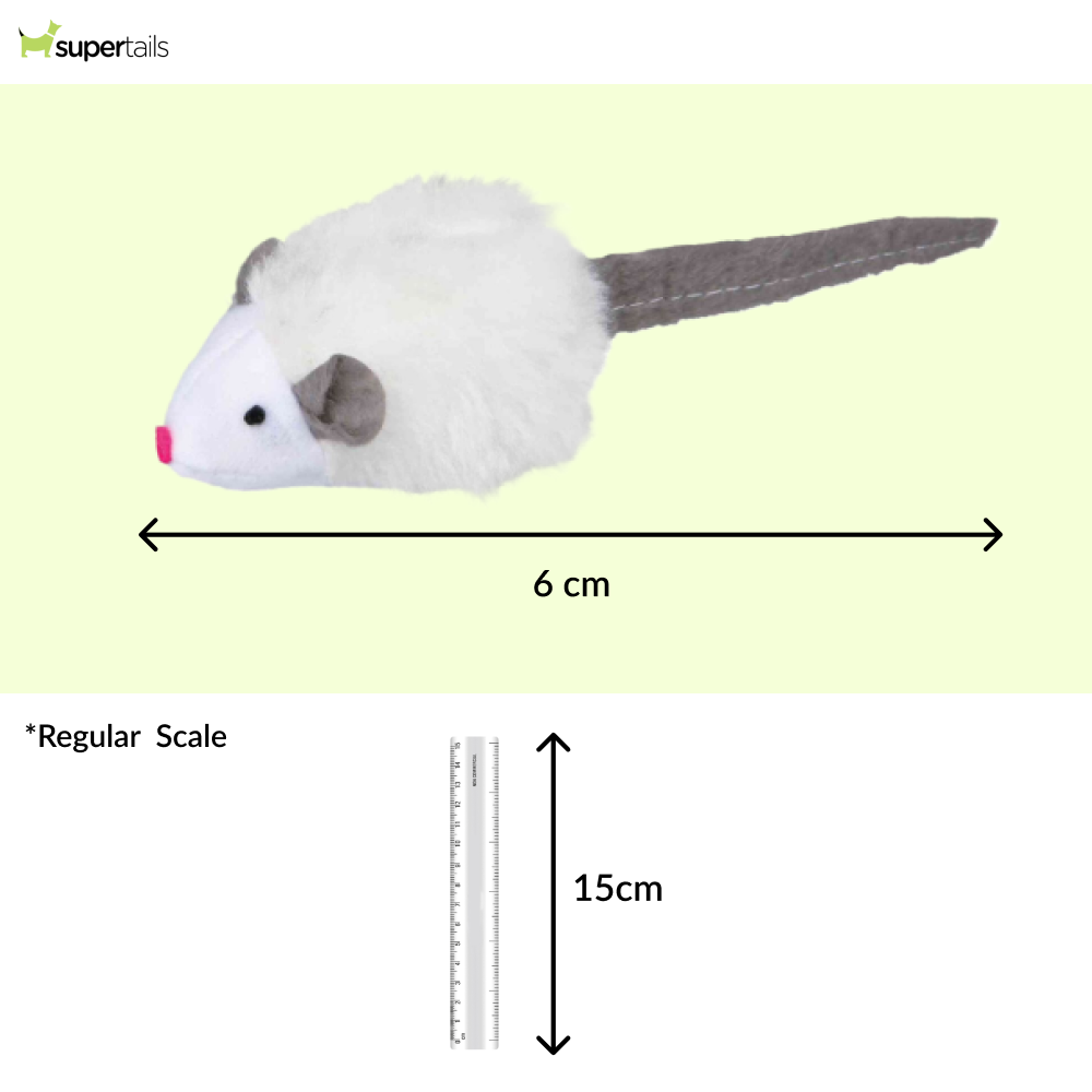 Trixie Microchip Mouse Catnip Plush Toy for Cats (White) Cats-Toys Trixie