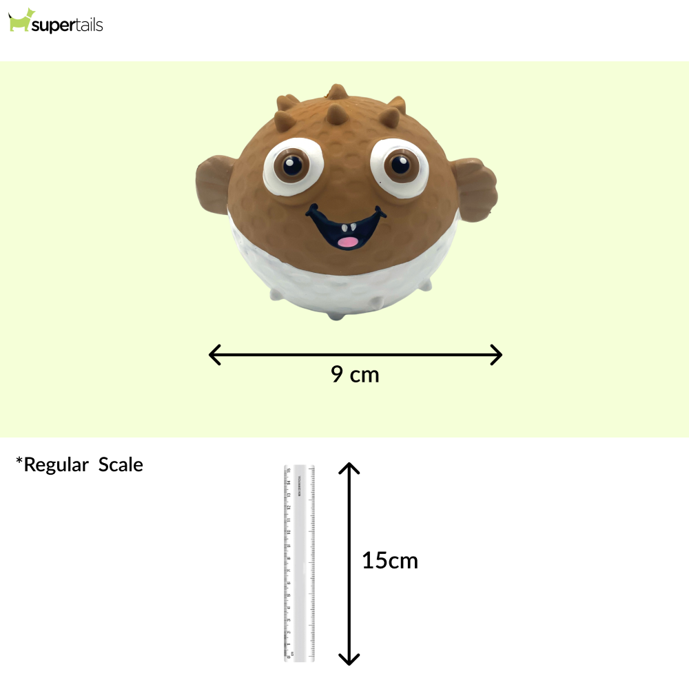 Talking Dog Club Bouncy Puffer Squeaky Ball Toy for Dogs (Brown)