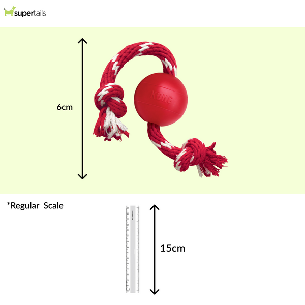 Kong Ball with Rope Toy for Dogs (Red)