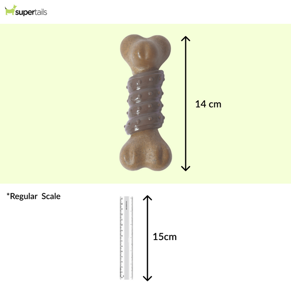 M Pets Chewood Bone with Rubber Chew Toy for Dogs (Brown)