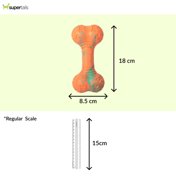 Talking Dog Club Rubber Bone Treat Dispenser Toy for Dogs (Orange)